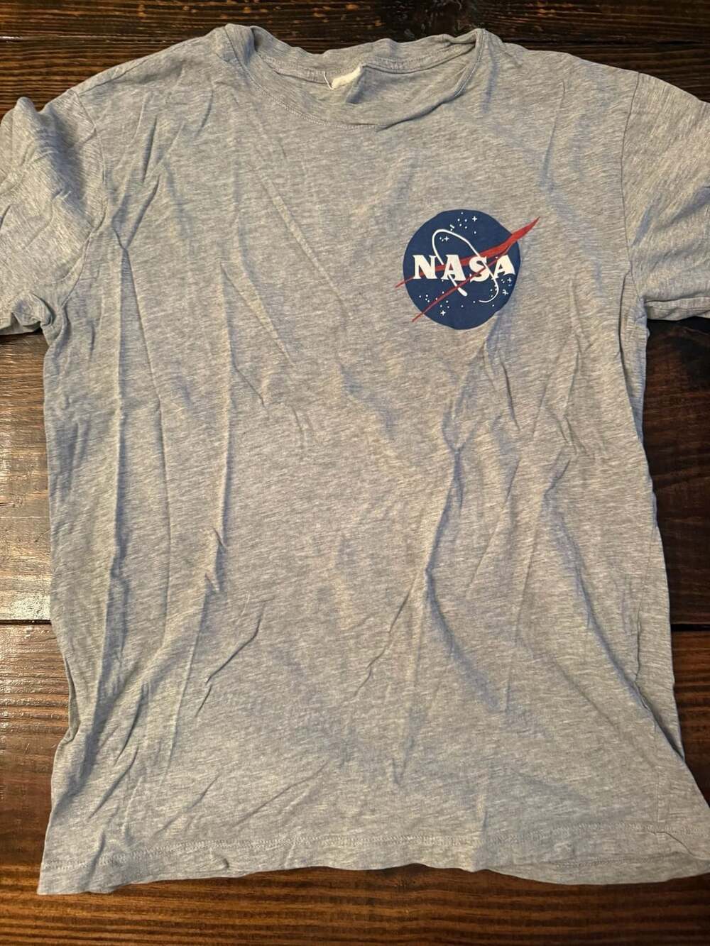 NASA Heather Gray Short Sleeve T-Shirt with Chest Pocket Logo